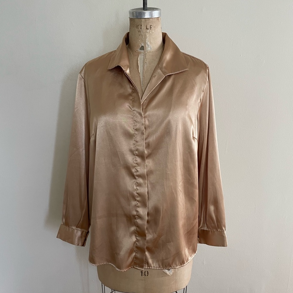 Y2k Anthony Richard gold shirt button down 14 - Picture 1 of 3